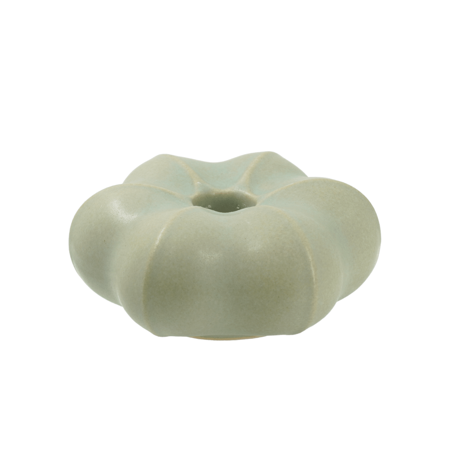 Liten ljusstake i keramik, Grön glasyr – Fröhuskollektionen, för stearinljus, handgjord på Öland