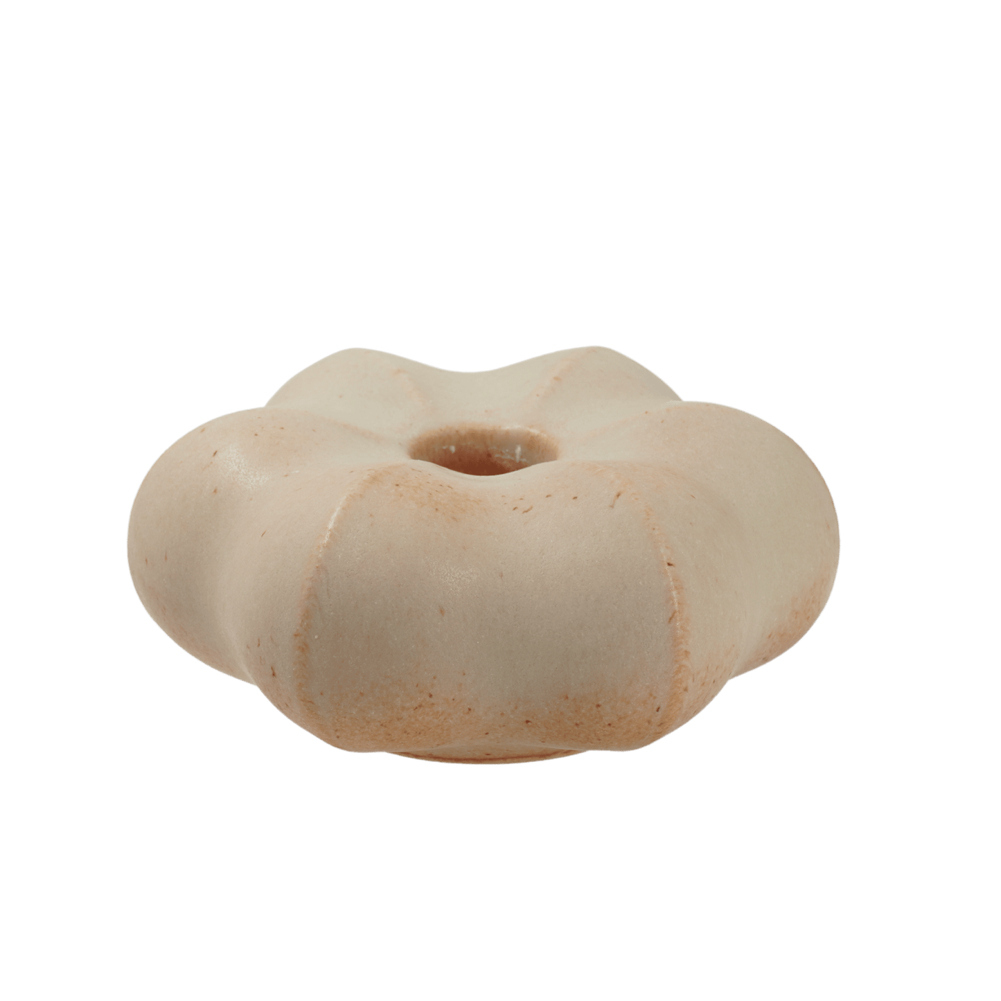 Liten ljusstake i keramik, persika glasyr – Fröhuskollektionen, för stearinljus, handgjord på Öland