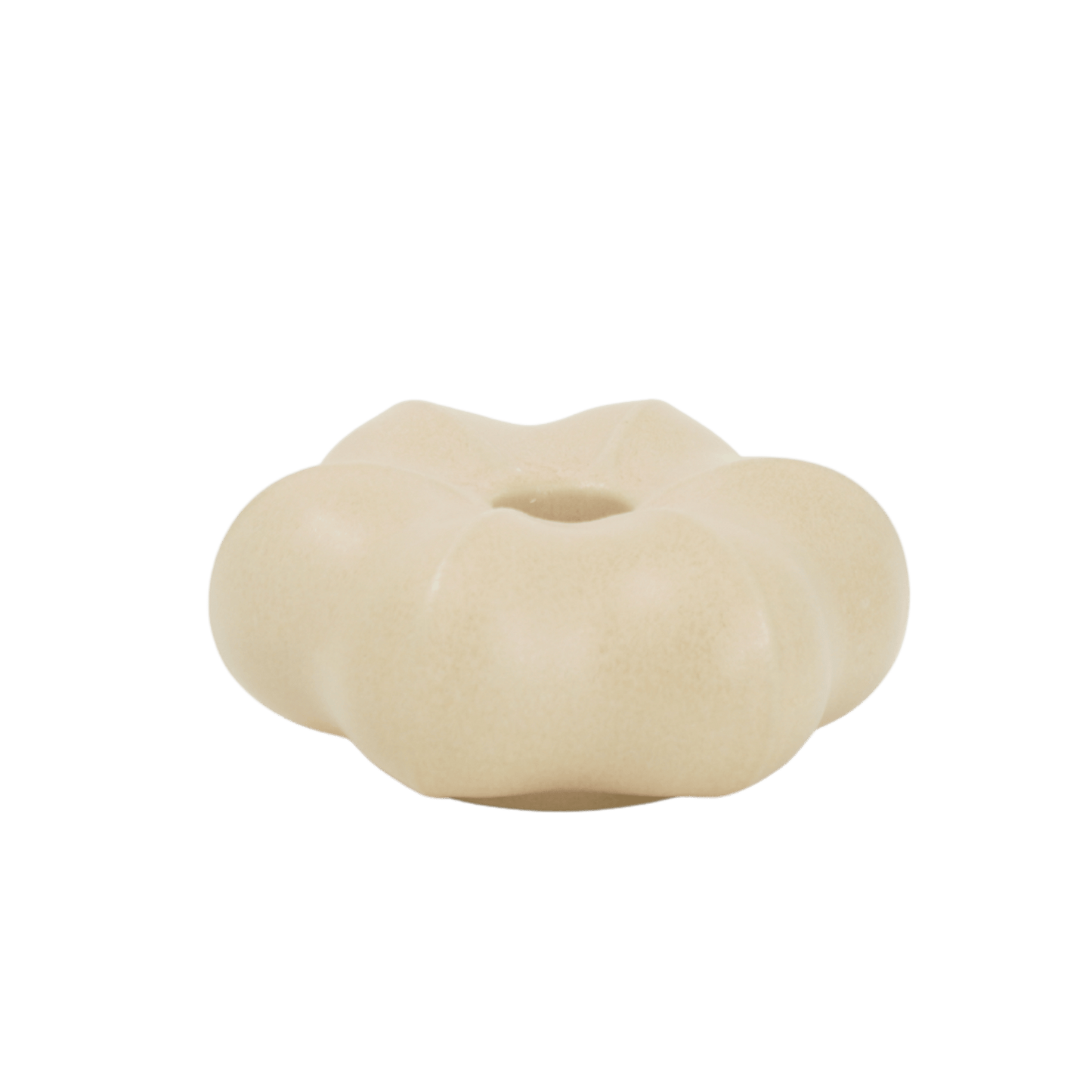 Liten ljusstake i keramik, Sandfärgad glasyr – Fröhuskollektionen, för stearinljus, handgjord på Öland