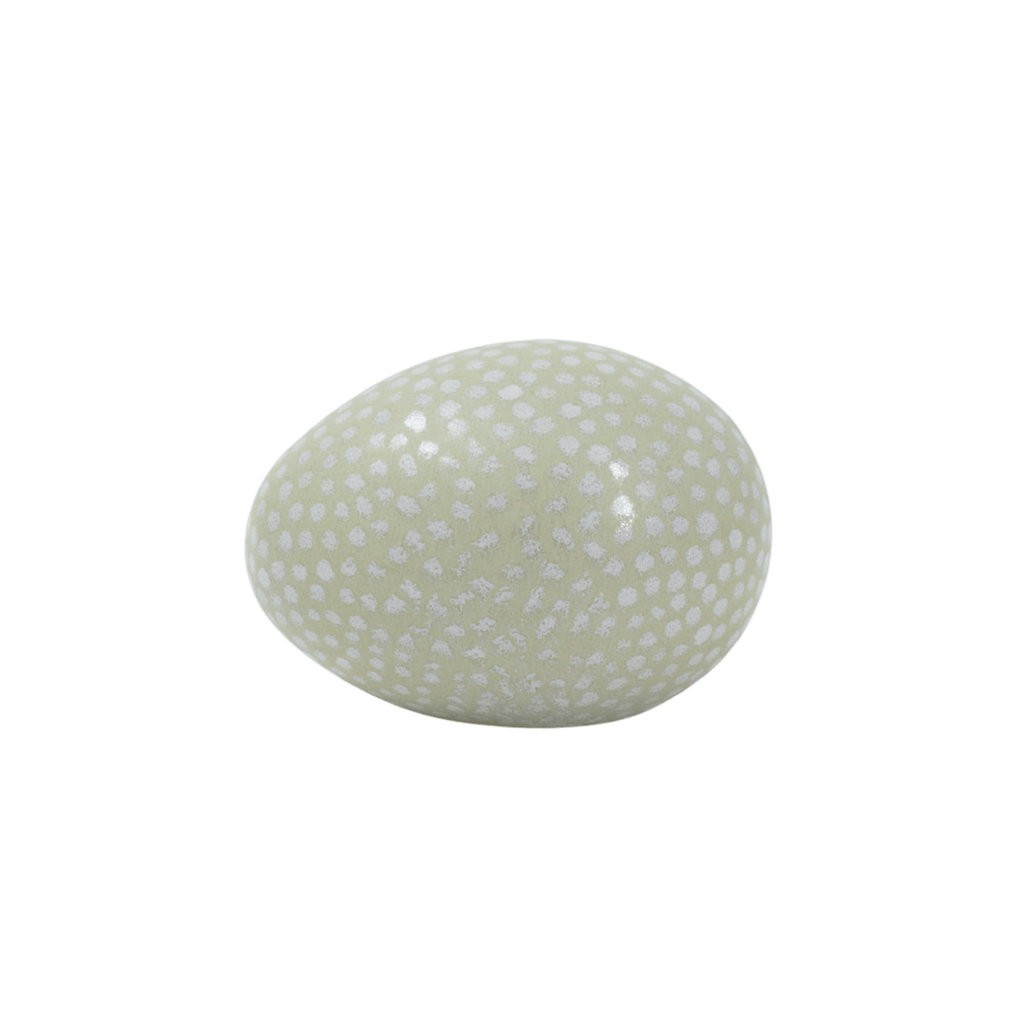 Ägg i keramik - Ljusgrön bottenfärg med vita handmålade prickar
