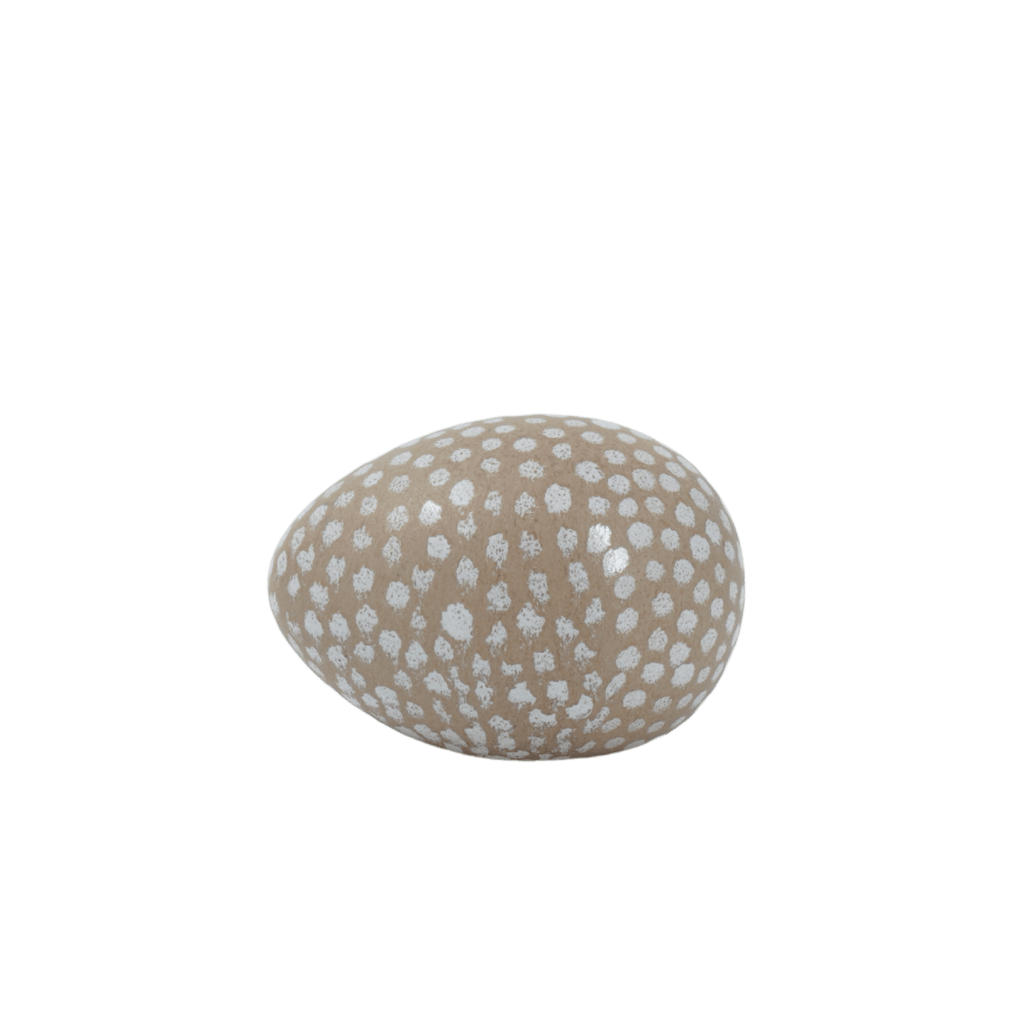 Ägg i keramik med Mocca som basfärg och vita prickar