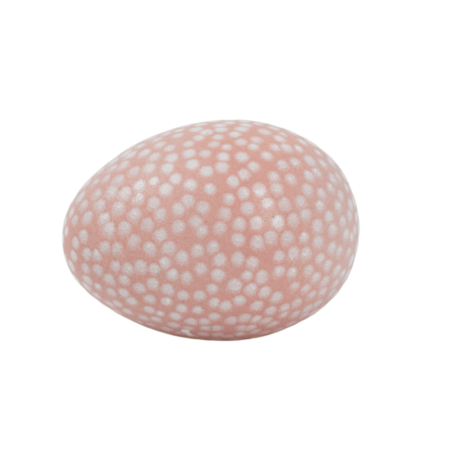 Ägg i keramik. Rosa färg som bas med handmålade vita prickar från Paradisverkstaden Öland