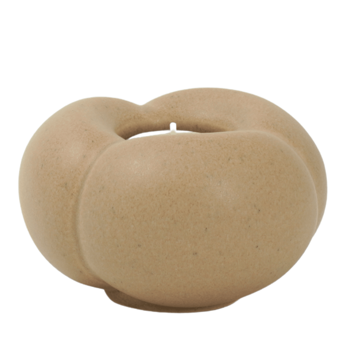 Rund ljuslykta i keramik, Mocca-färgad glasyr – Fröhuskollektionen, handgjord på Öland