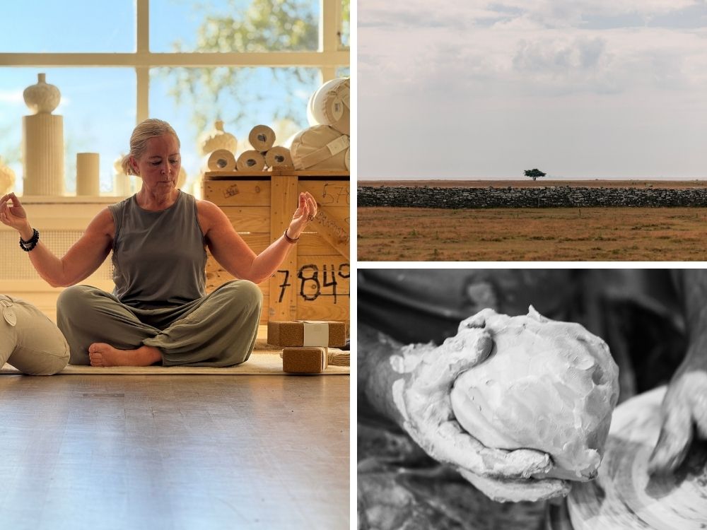 Yoga och skulptera med lera vid kurs på Paradisverkstaden